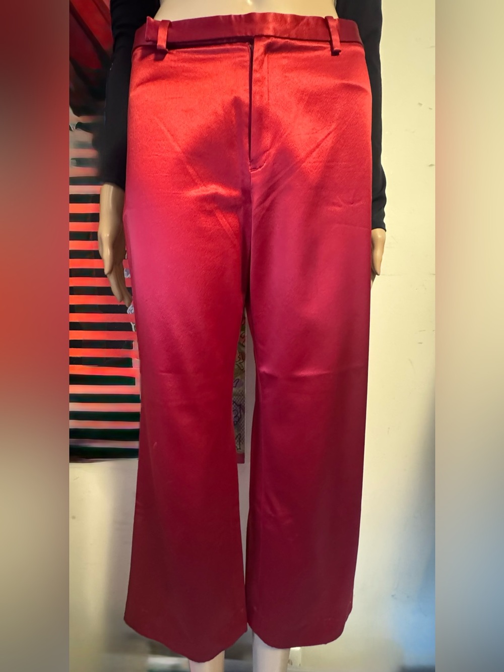 GAP Red Satin Cropped Pants